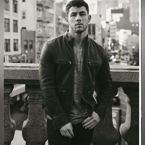 Brand New John Varvatos Nick Jonas Distressed Leather Racer Jacket Black Large